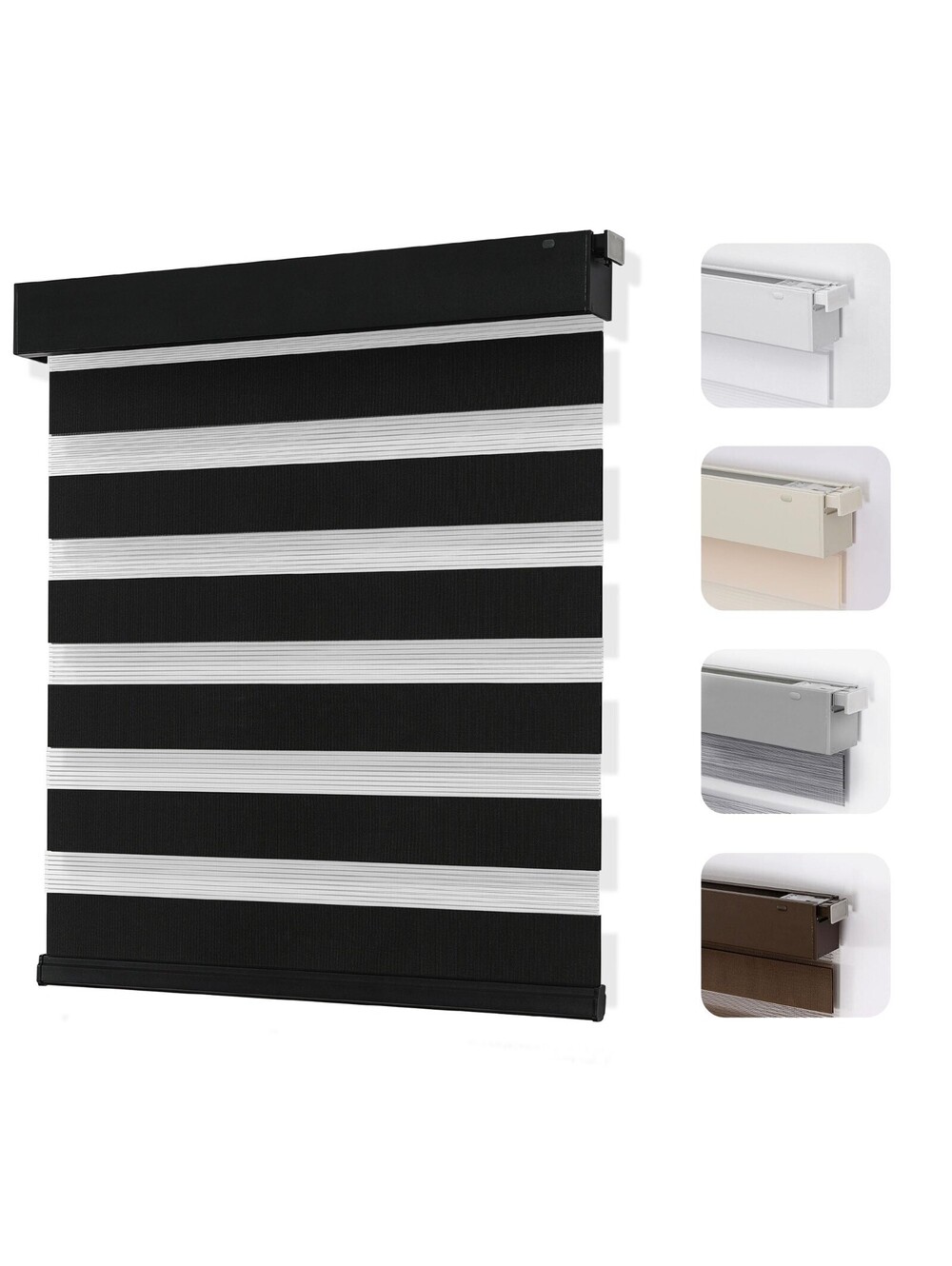 Joydeco No Drill Zebra Blinds 35x75 Black Cordless Day Night Roller Shade